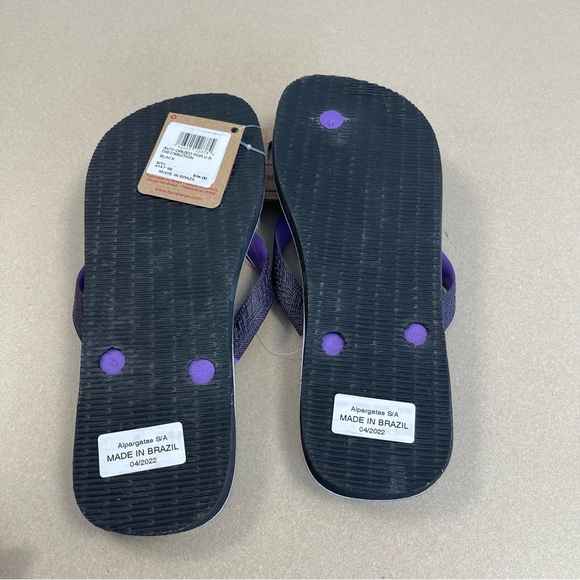 Havaianas Mens Top Marvel Black Panther Flip Flop Sandal, Black/Purple - NWT - Picture 3 of 4